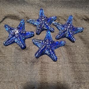 Blue Starfish Glass Decor Set